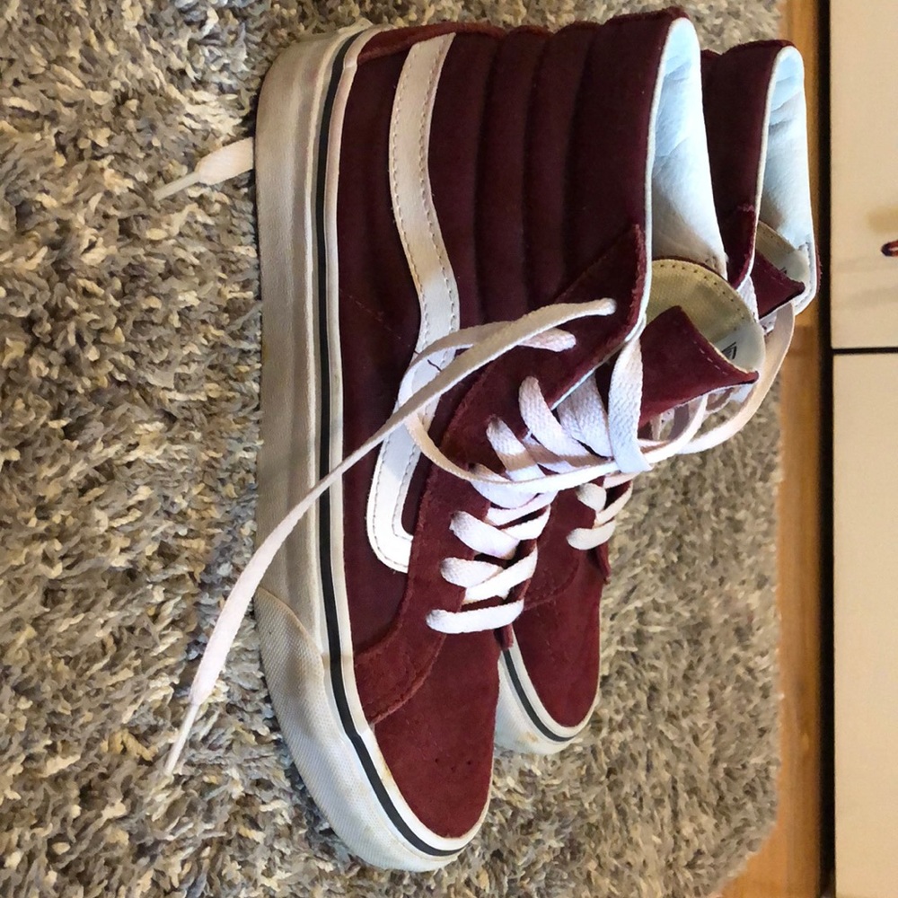 Maroon high top vans